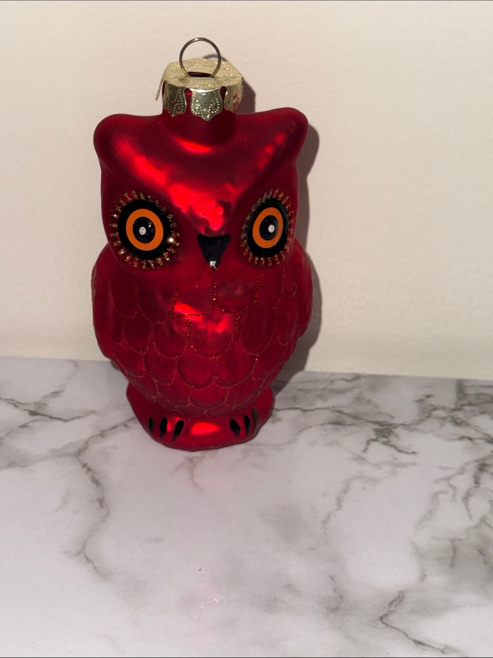 Red Owl Glass Holiday Ornament - Unbranded